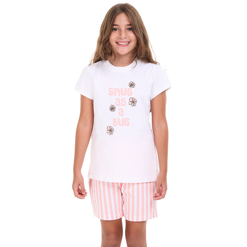 Girls summer pajama set Snug As A Bug t-shirt +shorts